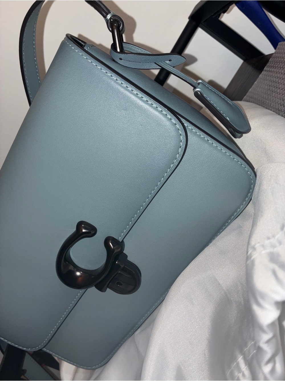 Coach Sleek Blue Crossbody Bag with gun metal Hardware